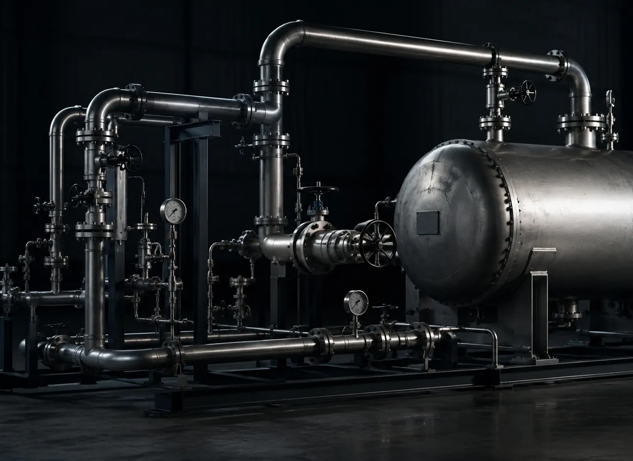 Industrial piping and pressure vessel equipment in an inspection environment