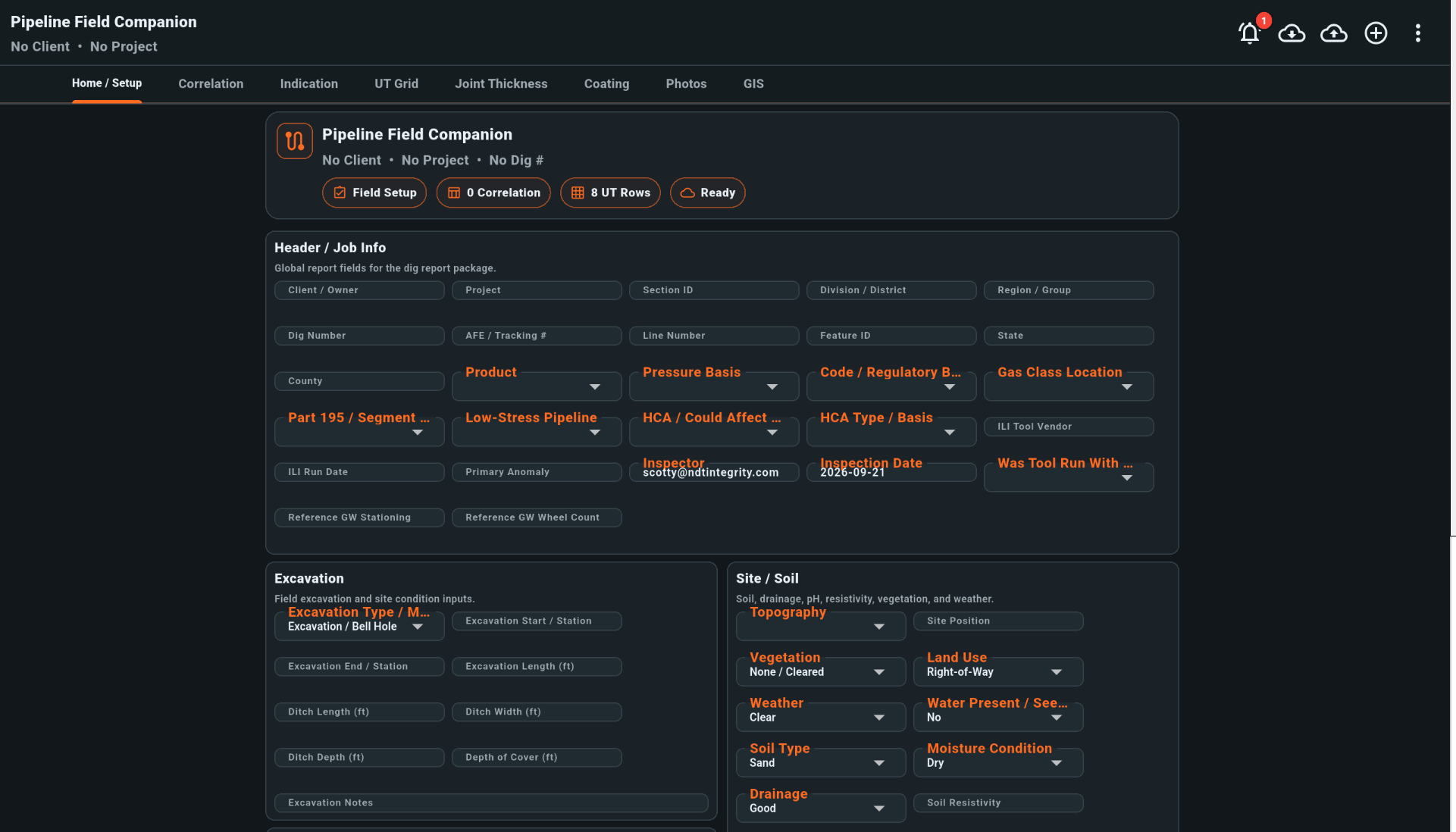 NDT Integrity Pipeline Field Companion Android app for field dig verification